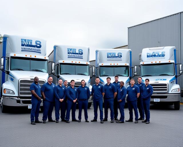 MLS Hauling and Trucking team with fleet at Lithonia GA headquarters